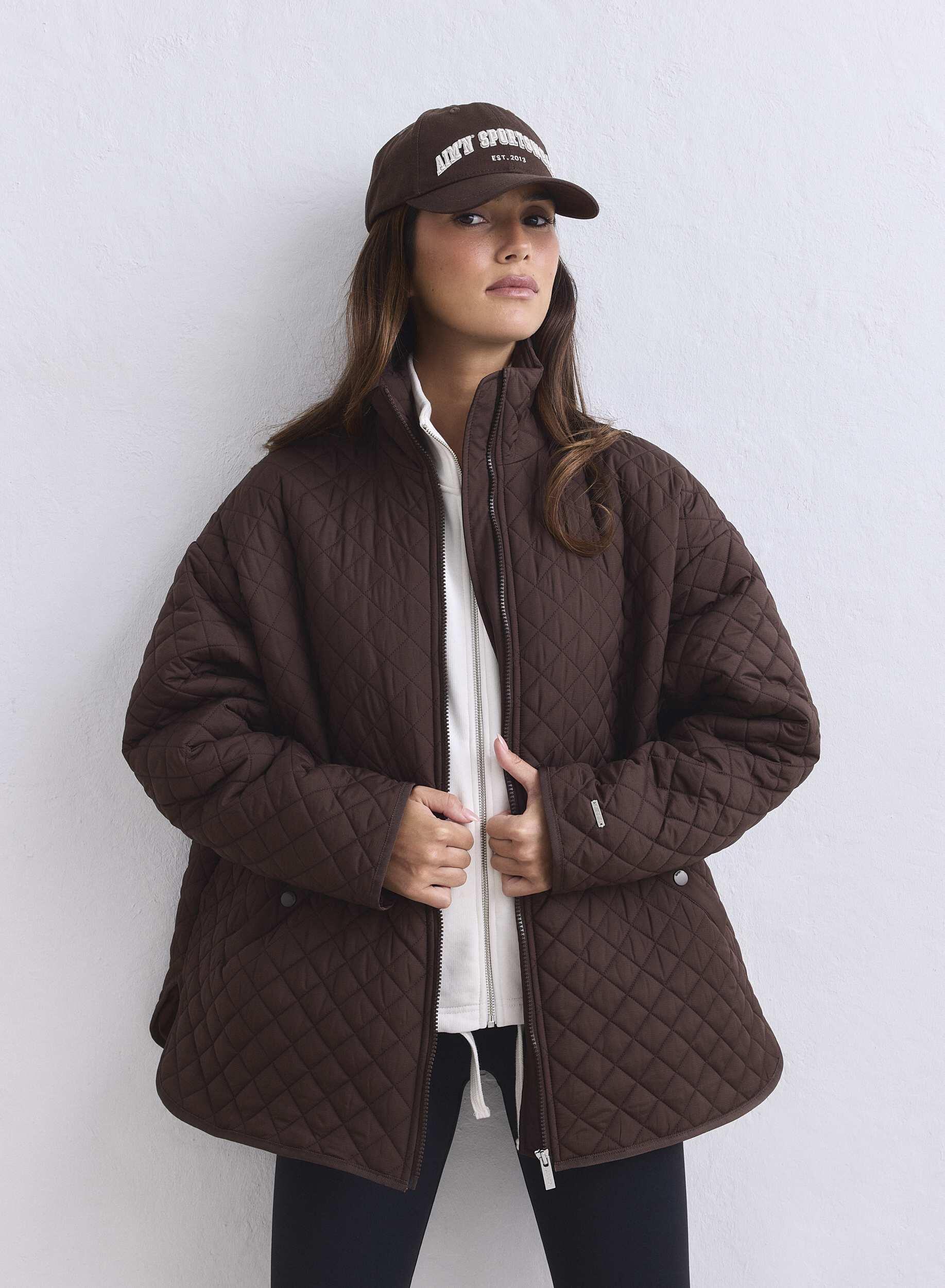 Femme Veste Matelassée Déperlante Ample Marron Chocolat 6/7