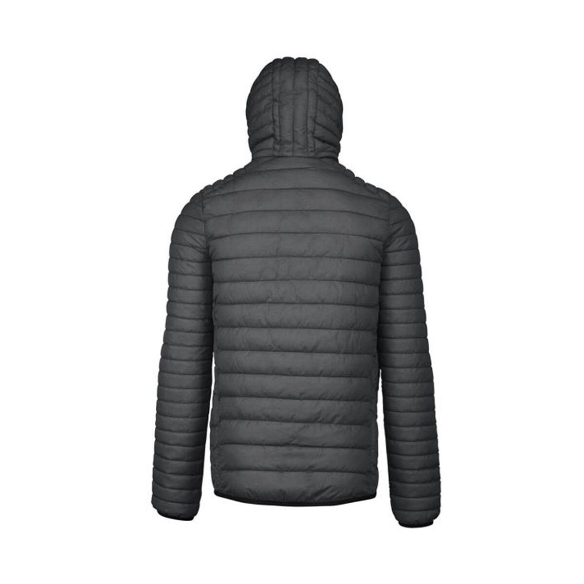 Mens Lightweight Hooded Down Jacket (Marl Dark Grey) 2/2