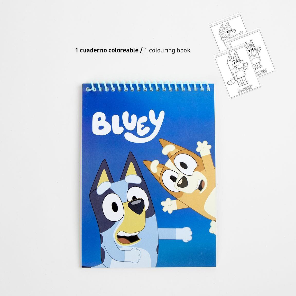 Set Papelería Infantil Bluey para Colorear con Rotuladores y Ceras Azul 3/6