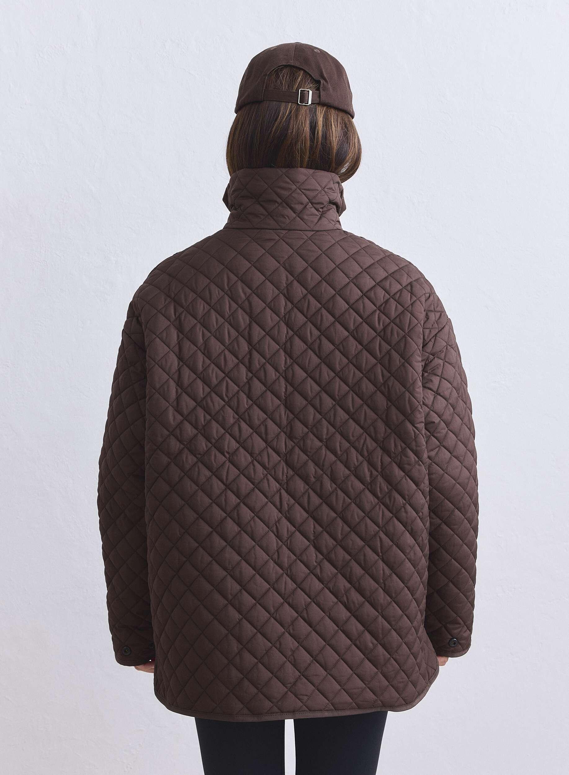 Femme Veste Matelassée Déperlante Ample Marron Chocolat 3/7