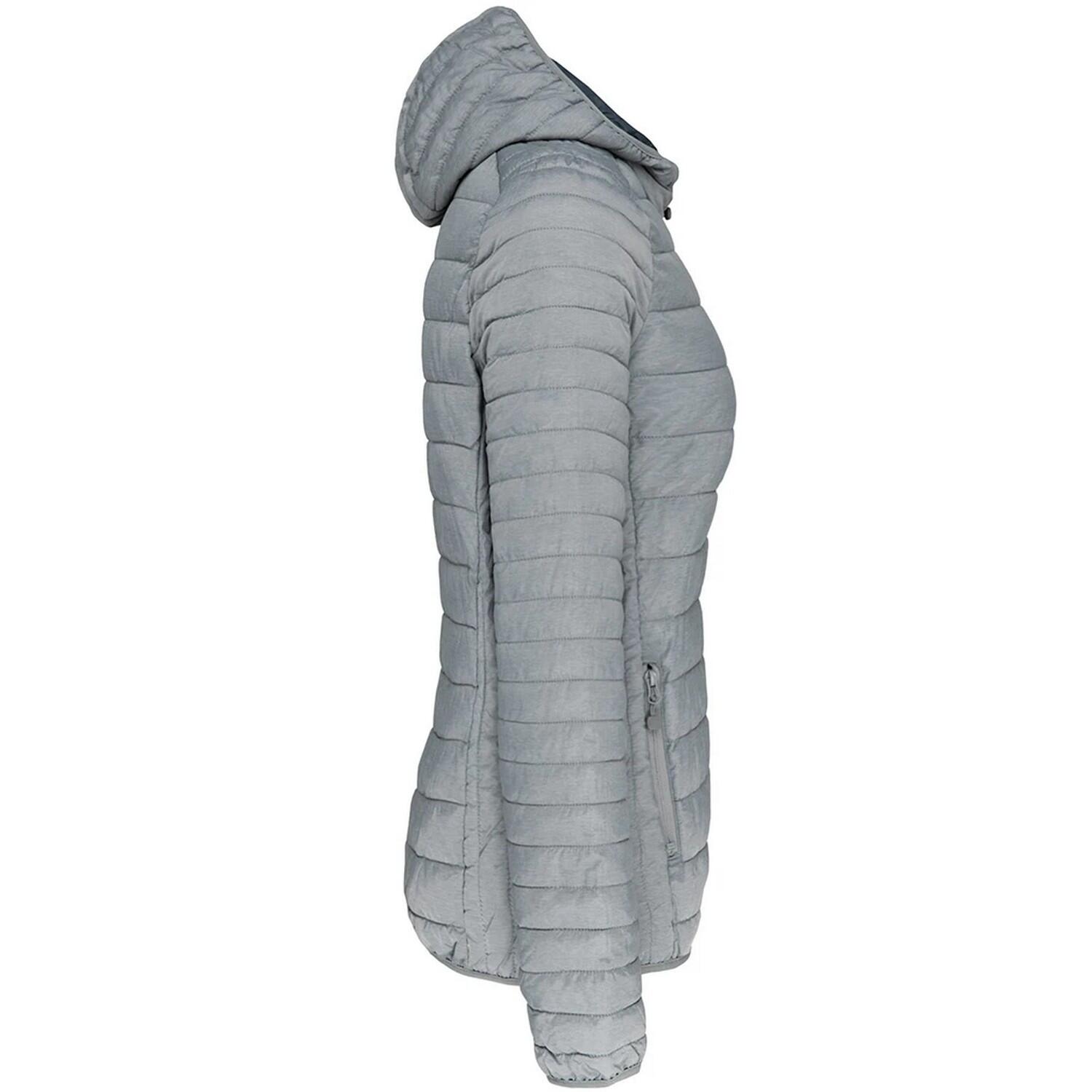 Leichte Kapuzen Steppjacke Damen Silber meliert 3/3