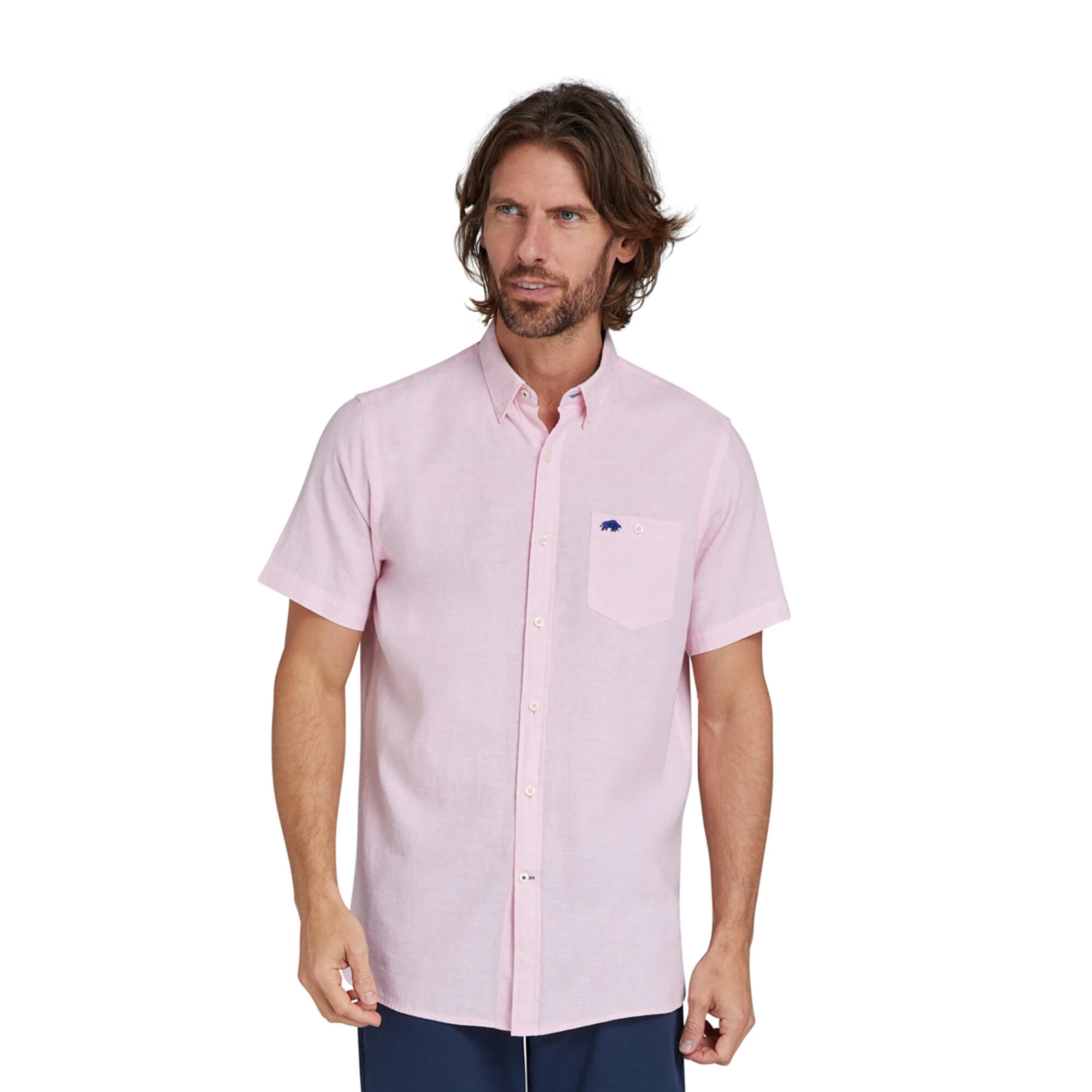 Camicia Classico Maniche Corte Uomo Raging Bull Rosa 3/3