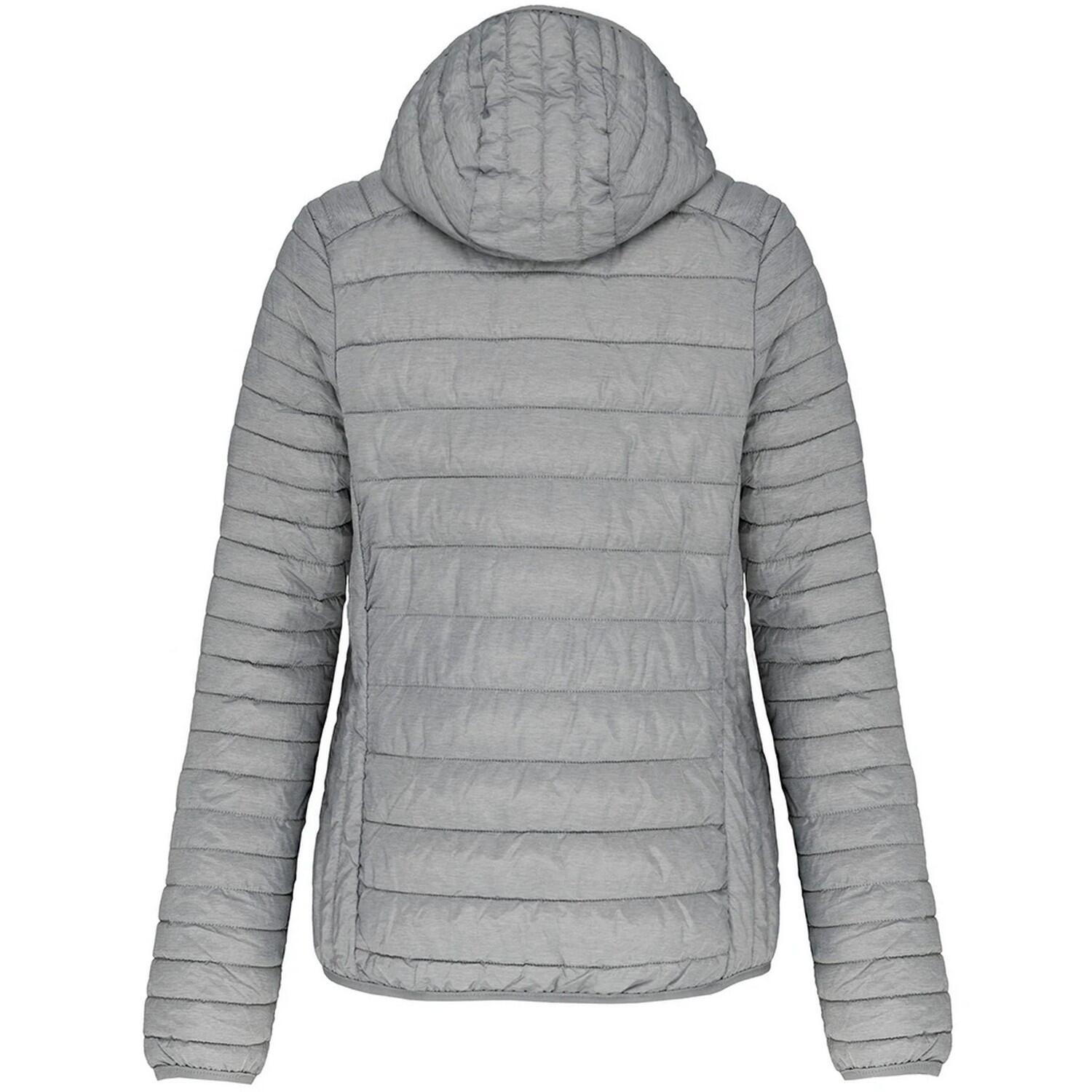Leichte Kapuzen Steppjacke Damen Silber meliert 2/3