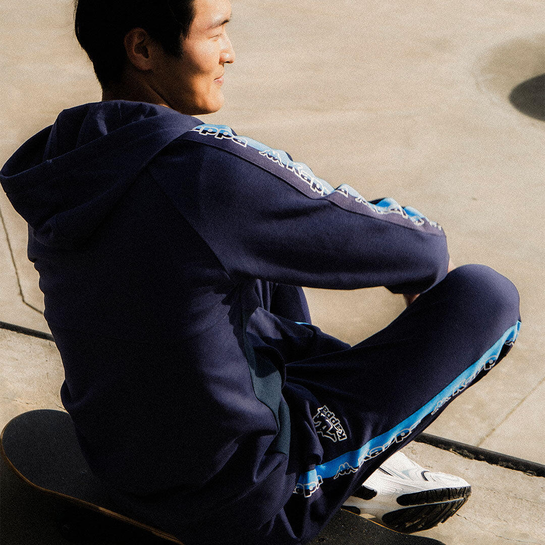 Felpa con zip da uomo in cotone blu da sportivo 2/4