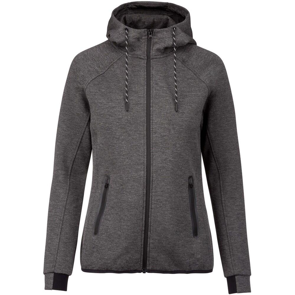 Womens/Ladies Performance Hooded Jacket (Deep Grey Heather) 2/3