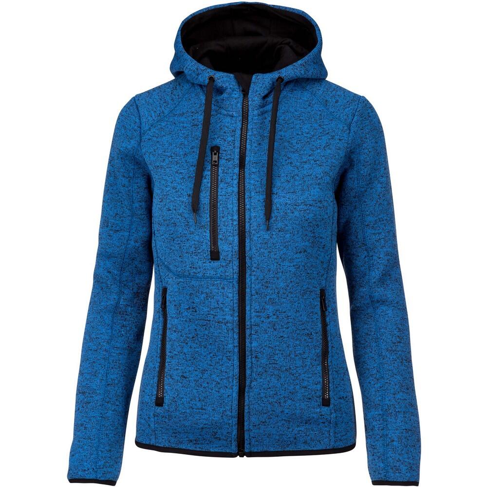 Womens/Ladies Heather Hooded Jacket (Light Royal Blue Melange) 2/3