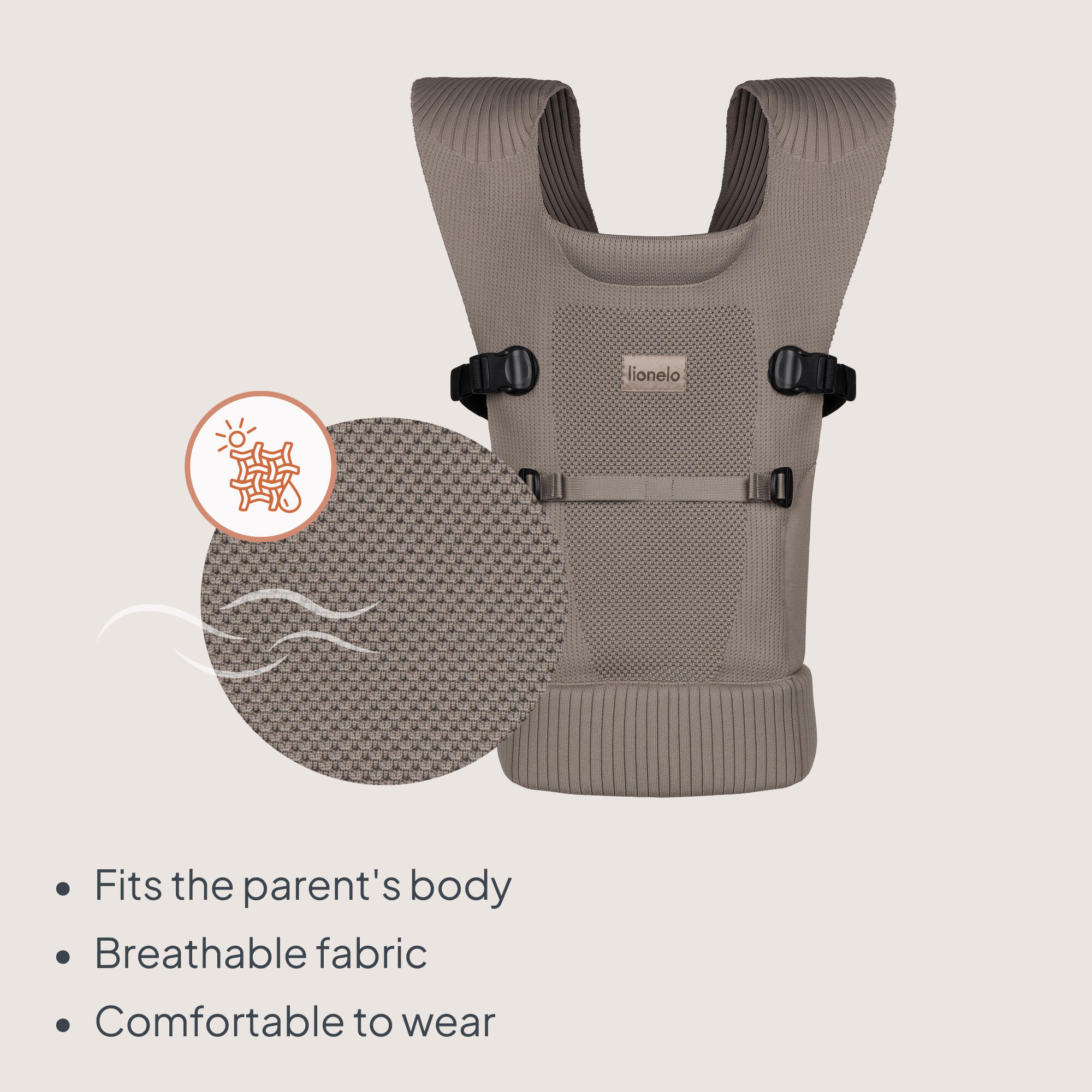 Porta-bebés ergonómico Lionelo Mabel, respirável, 2 posições, 4 meses+ 6/7