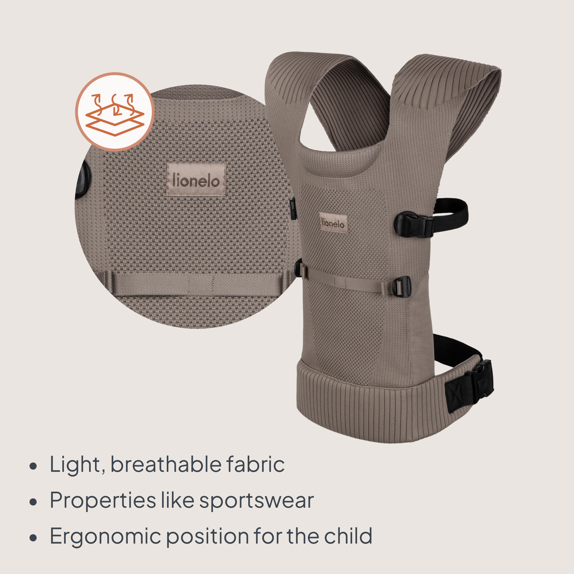 Porta-bebés ergonómico Lionelo Mabel, respirável, 2 posições, 4 meses+ 4/7