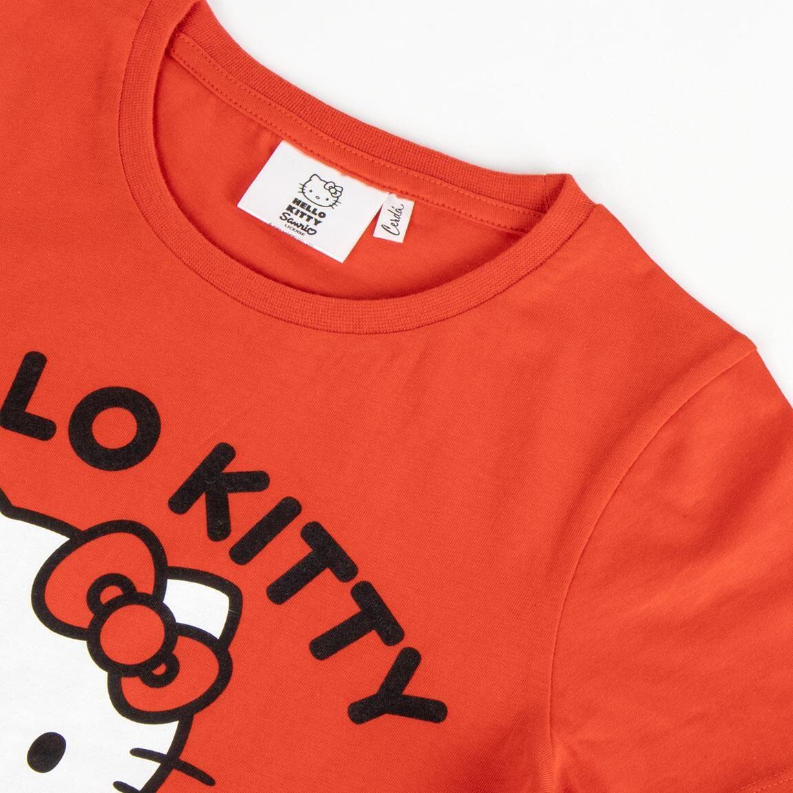 Conjunto infantil Hello Kitty de duas peças em algodão, vermelho e rosa. 3/3