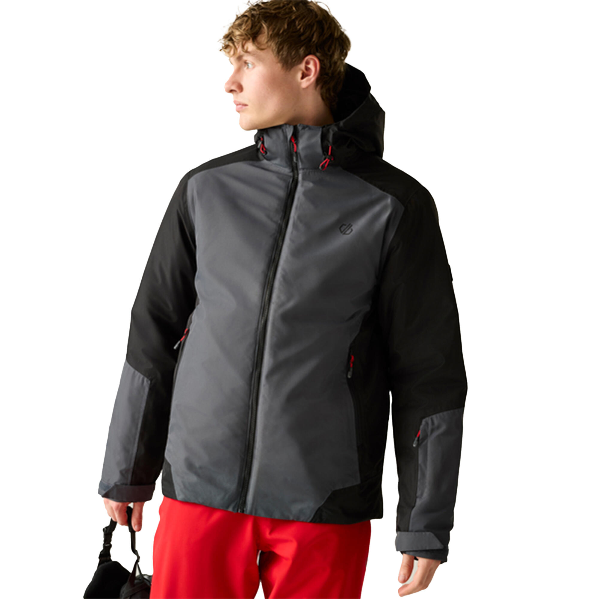 Blouson De Ski À Capuche Ajustable PRECISION Homme (Noir / Anthracite / Rouge 1/5