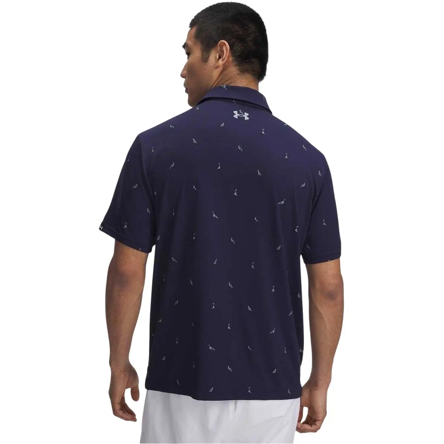 Mens Printed Polo Shirt (Navy) 2/2