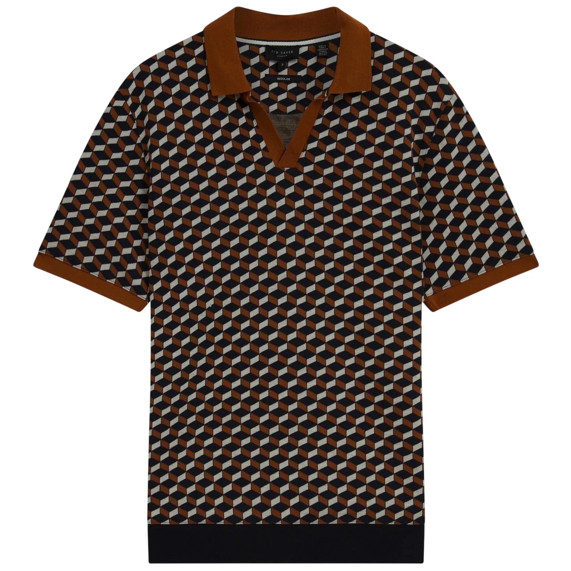 Poloshirt für , Mit Kragen, Jacquard Herren Braun/Hellbraun 2/5