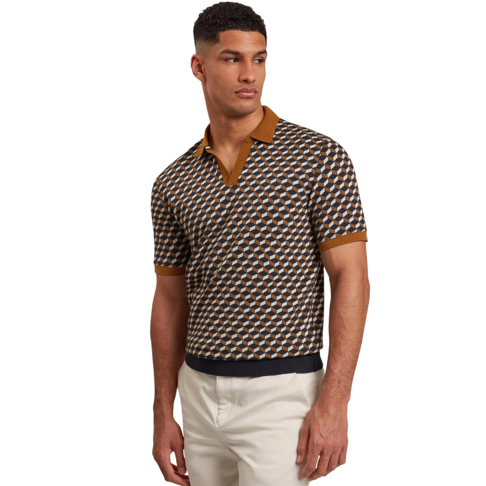 Poloshirt für , Mit Kragen, Jacquard Herren Braun/Hellbraun 5/5