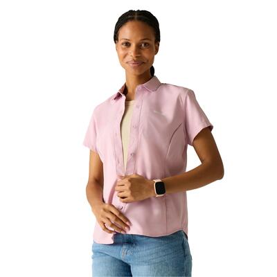 Dames lichtgewicht insectenwerend reishirt met korte mouwen (poeder lila solid)