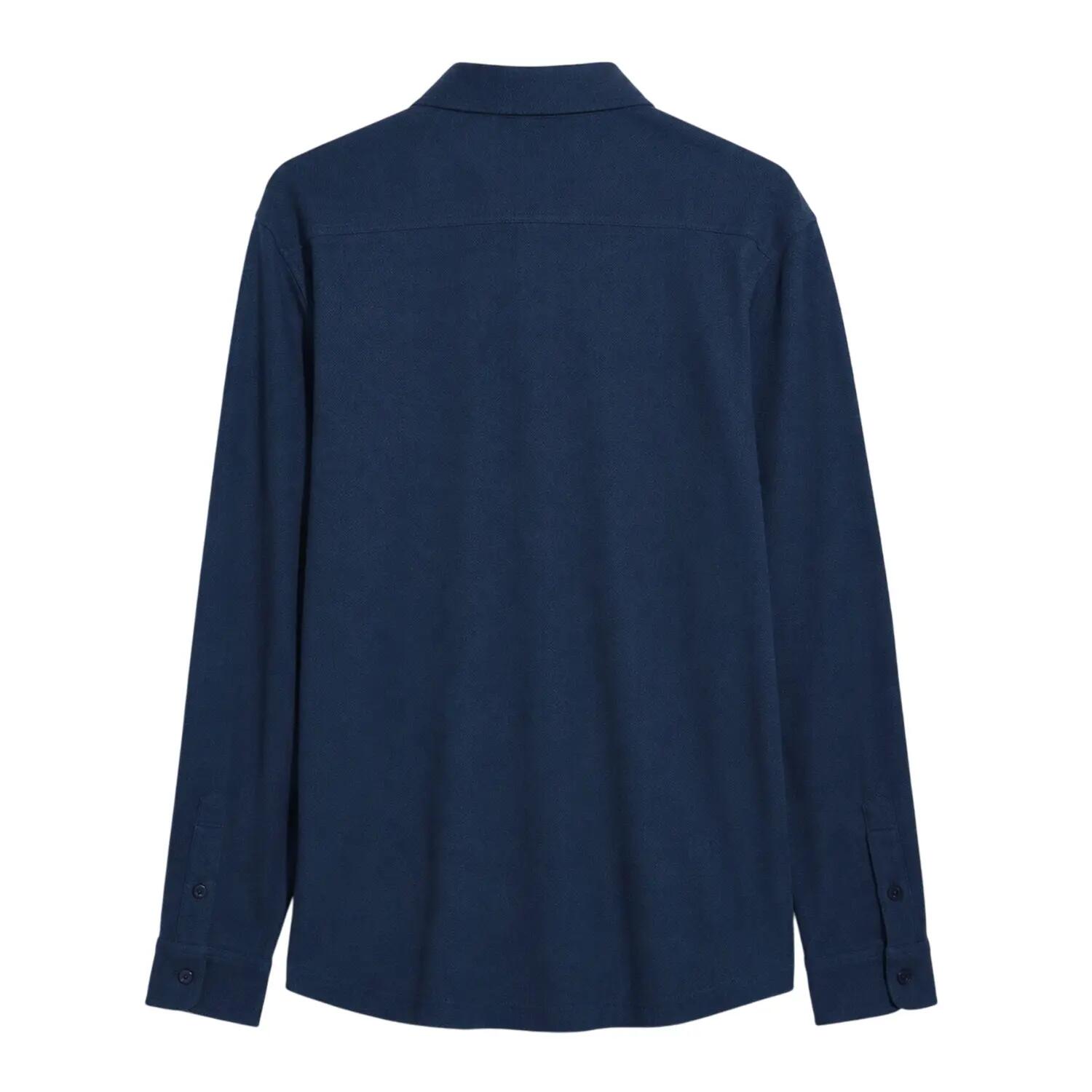 Mens Textured Regular LongSleeved Shirt (True Navy) 2/3