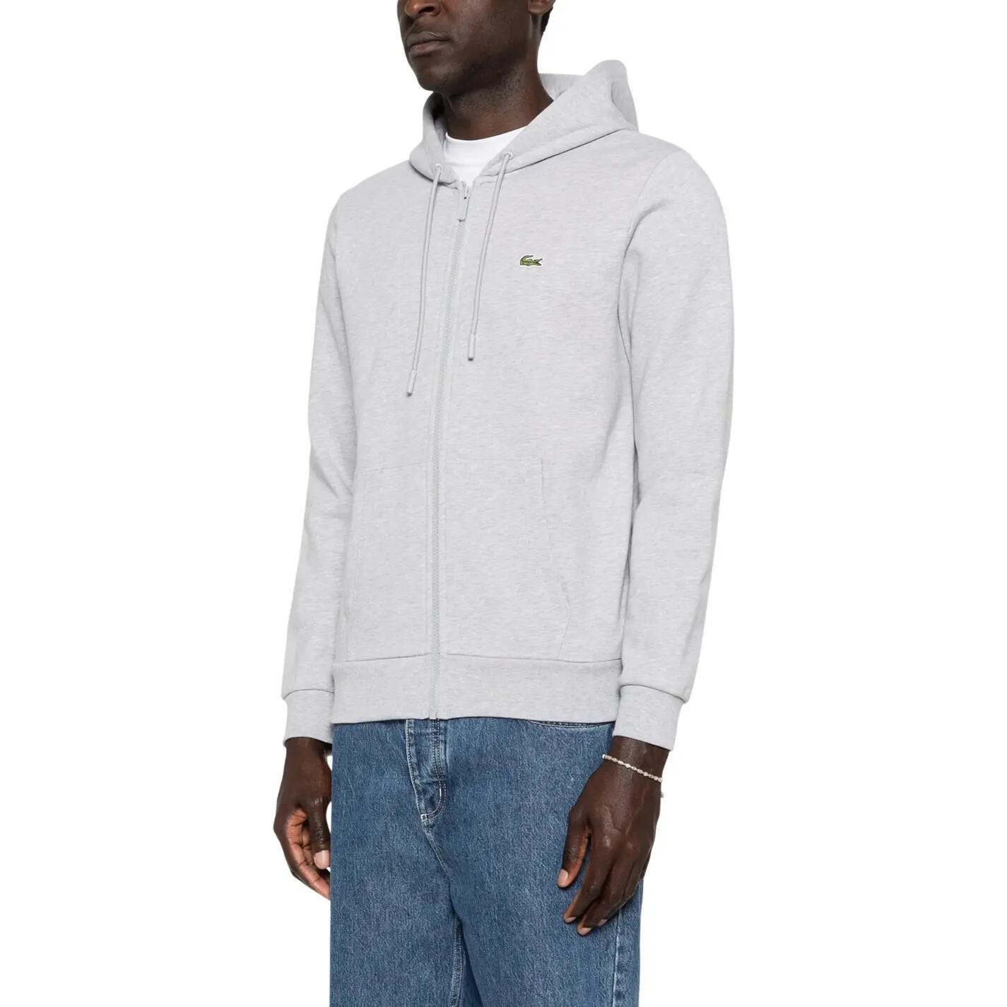 Felpa Con Cappuccio Vestibilità Rilassata Logo Manica Lunga Uomo Lacoste Grigio 4/5