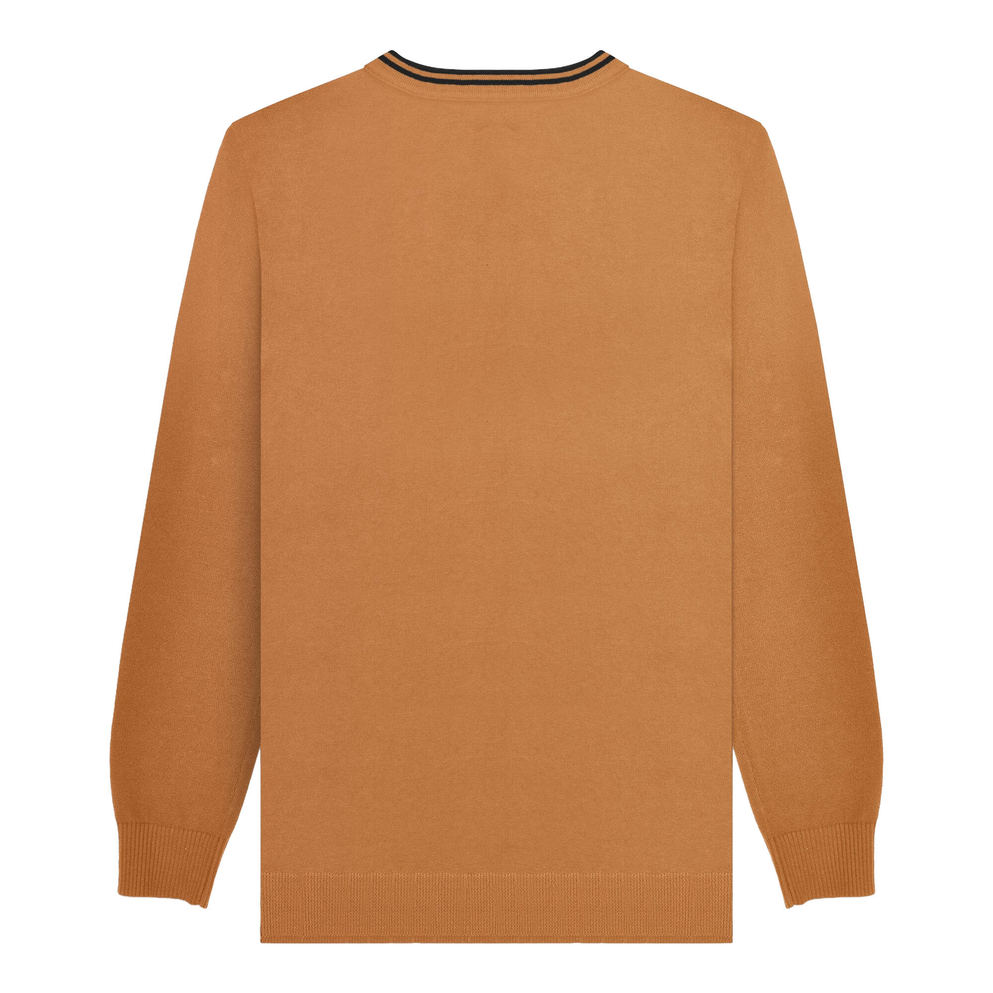 Pullover Mit kontrastfarbenen Streifen für Herren Tabak/Marineblau 3/3
