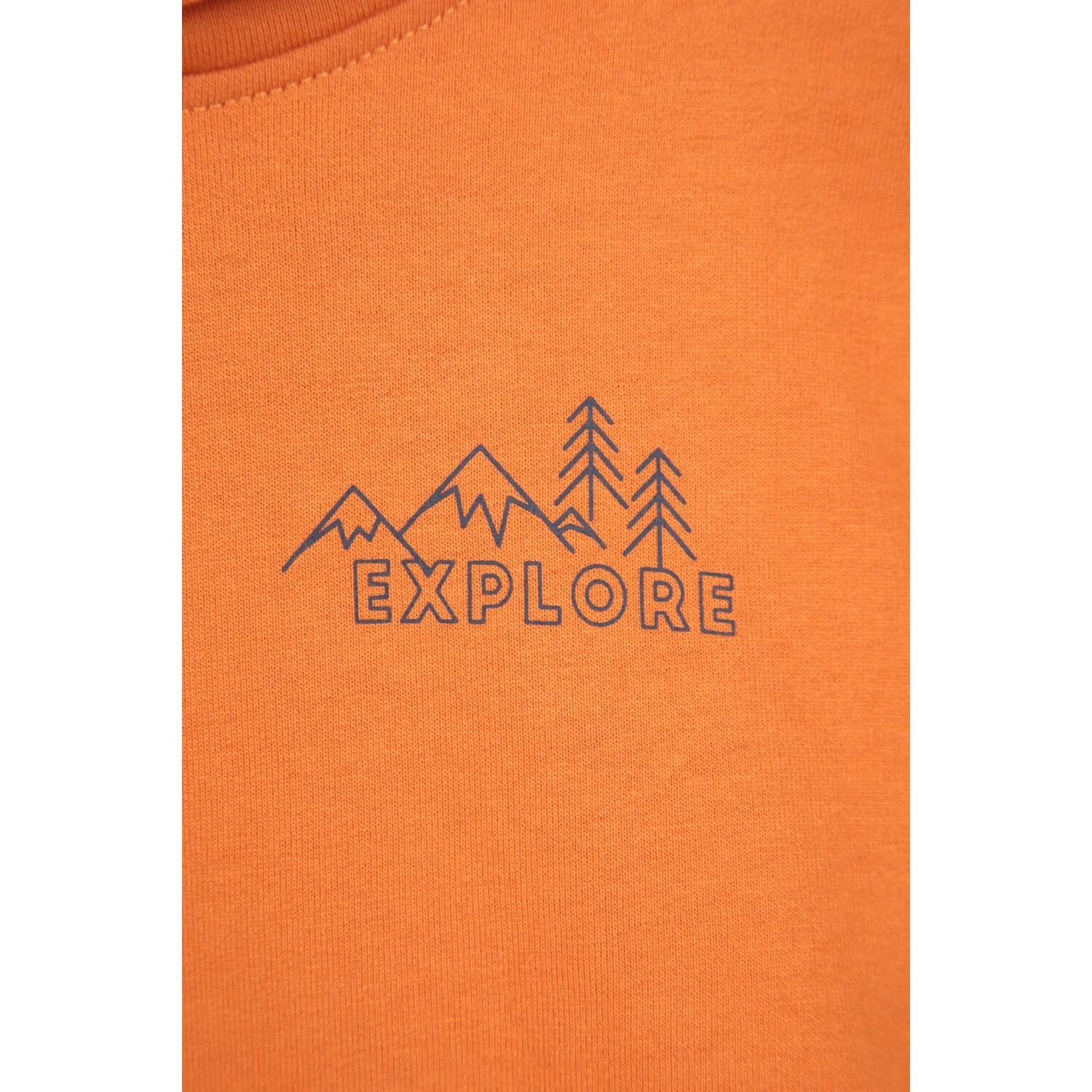 Sweat À Capuche Motif/style Graphique EXPLORE Enfant (Orange Imprimé) 3/5