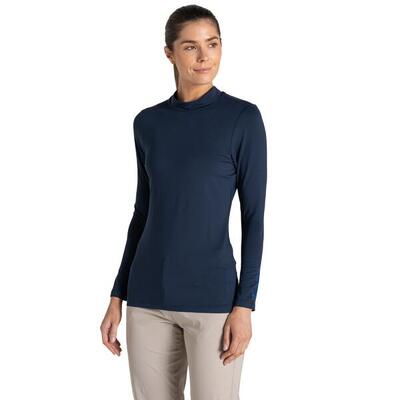 Dames nosilife mock neck golf tshirt met lange mouwen (wit)