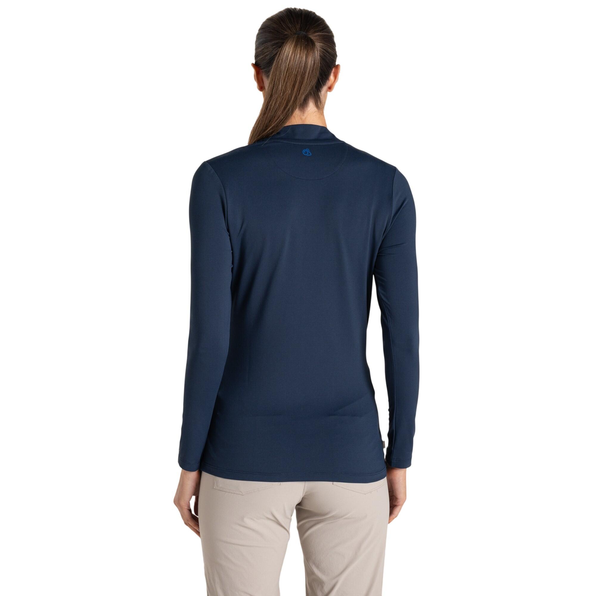 Tshirt De Golf Manches Longues À Faux Col Femme (Bleu Marine) 3/4