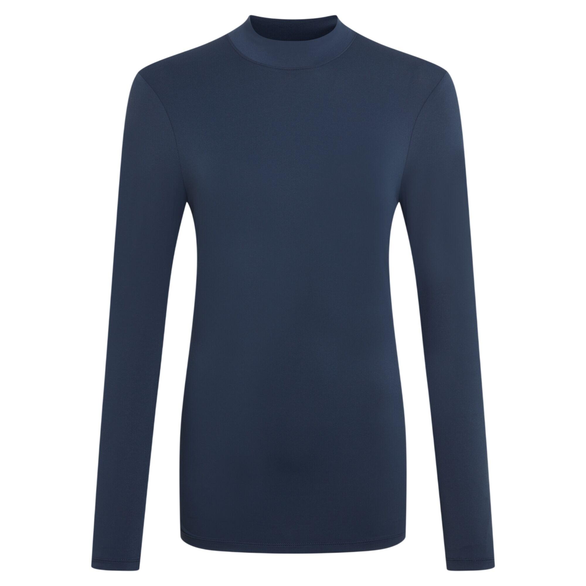 Tshirt De Golf Manches Longues À Faux Col Femme (Bleu Marine) 2/4