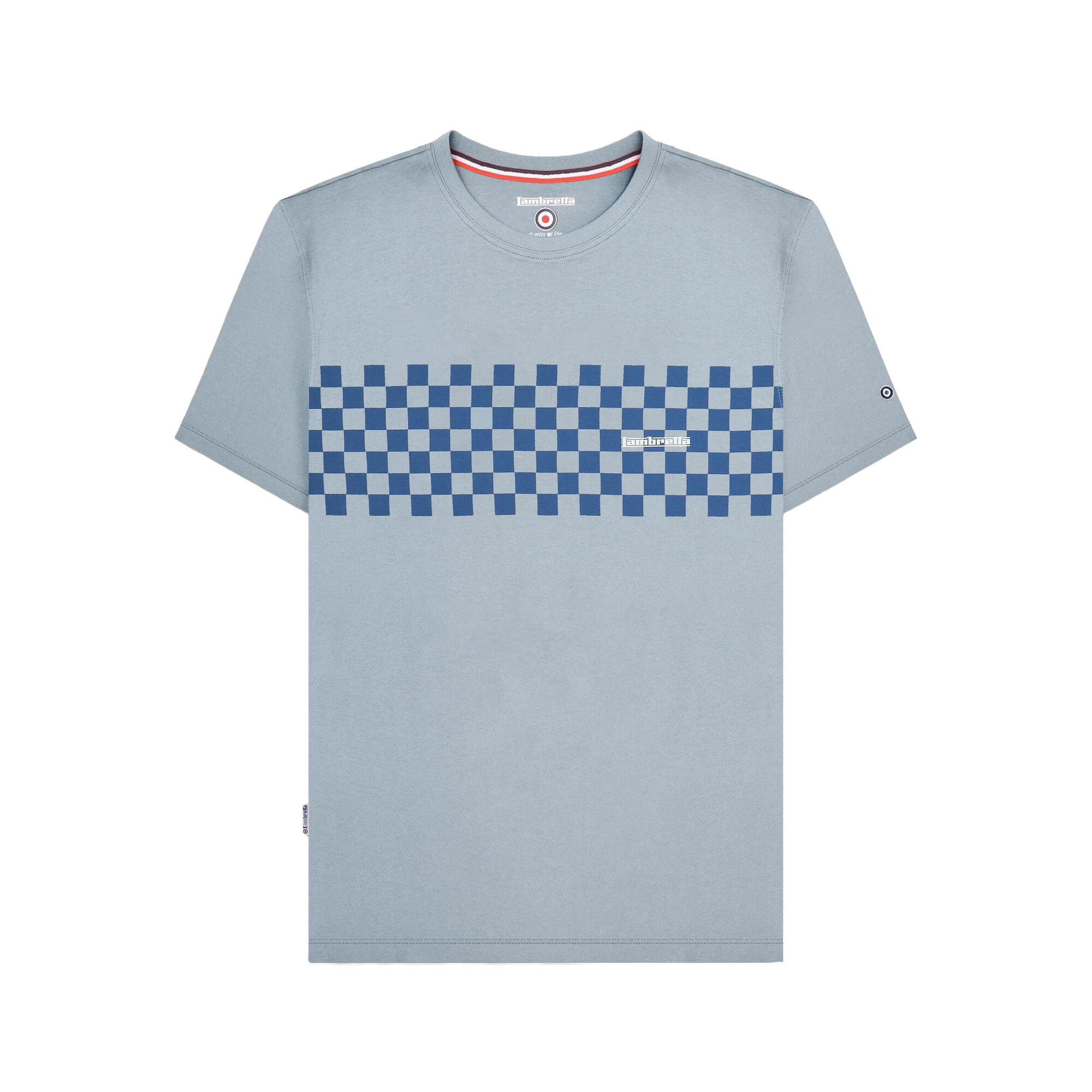 Mens AW24 Two Tone Panelled TShirt (Dusky Blue/Dark Blue) 2/3