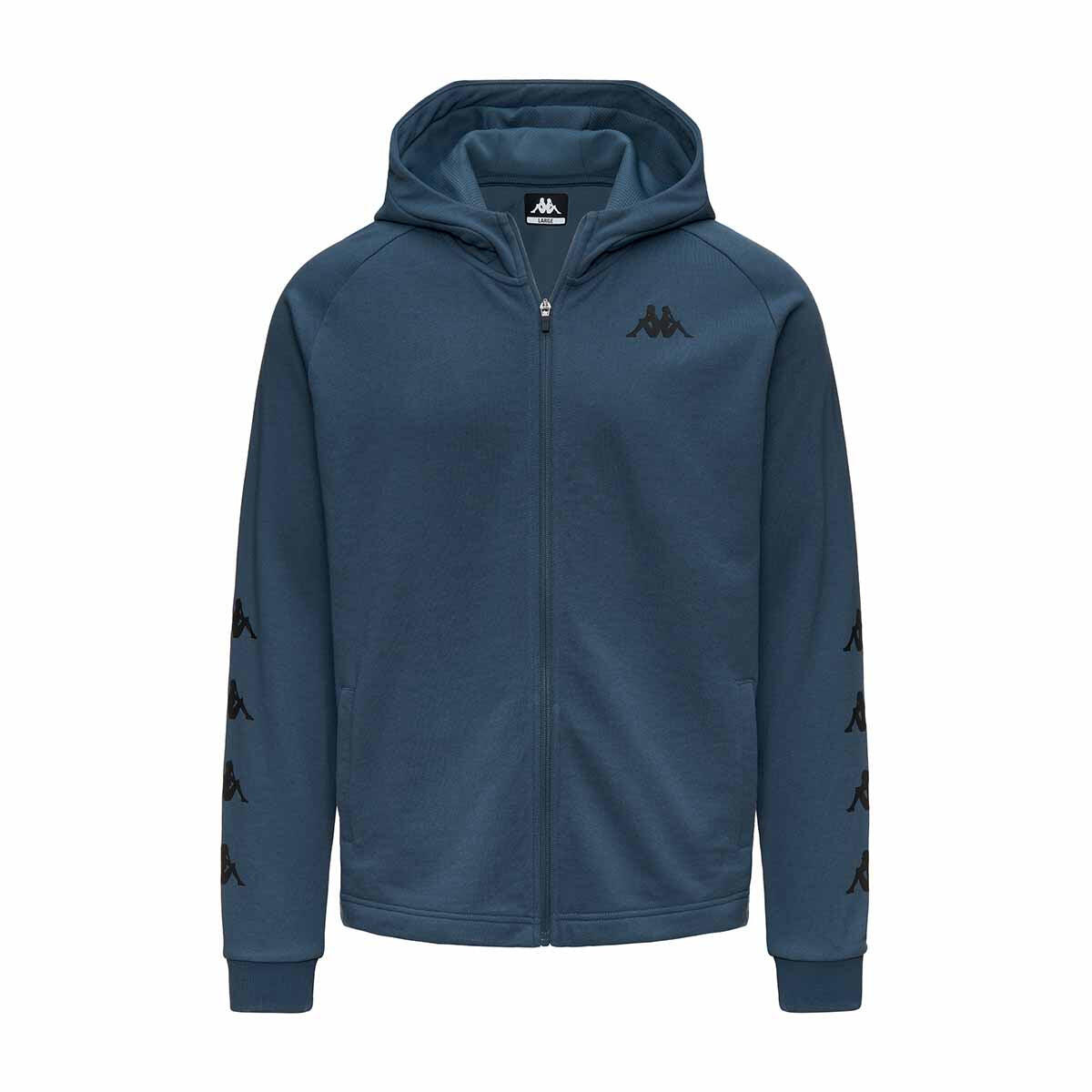 Felpa con cappuccio e zip da uomo in cotone blu da palestra 2/6
