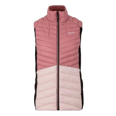 Dames leedre hybride gilet (stoffige roos/lotus roze/zwart)