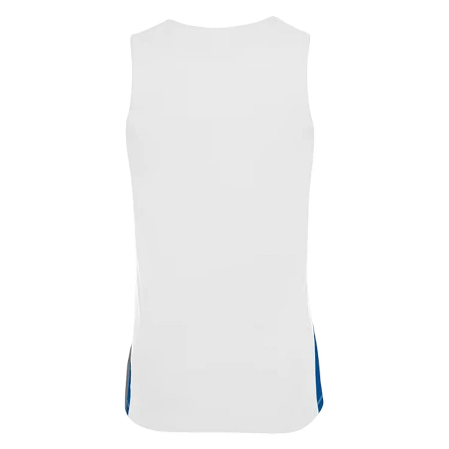 BasketballTrikot für , VAusschnitt, Ärmellos Kinder Weiß/Königsblau 2/3