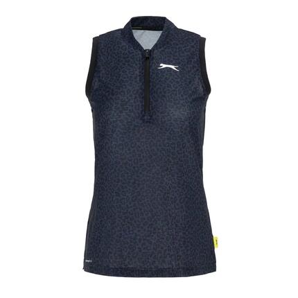 Polo Sans Manches Motif/style Léopard Femme (Noir)