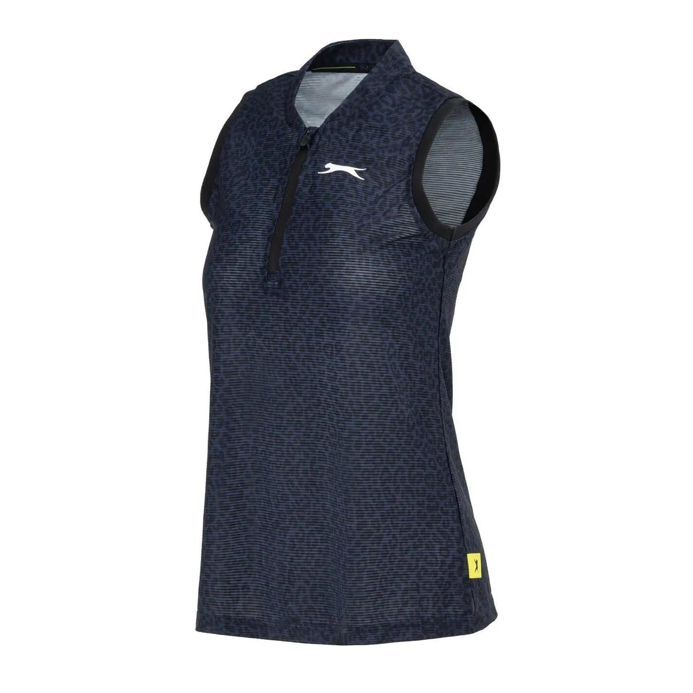 Polo Sans Manches Motif/style Léopard Femme (Noir) 3/5
