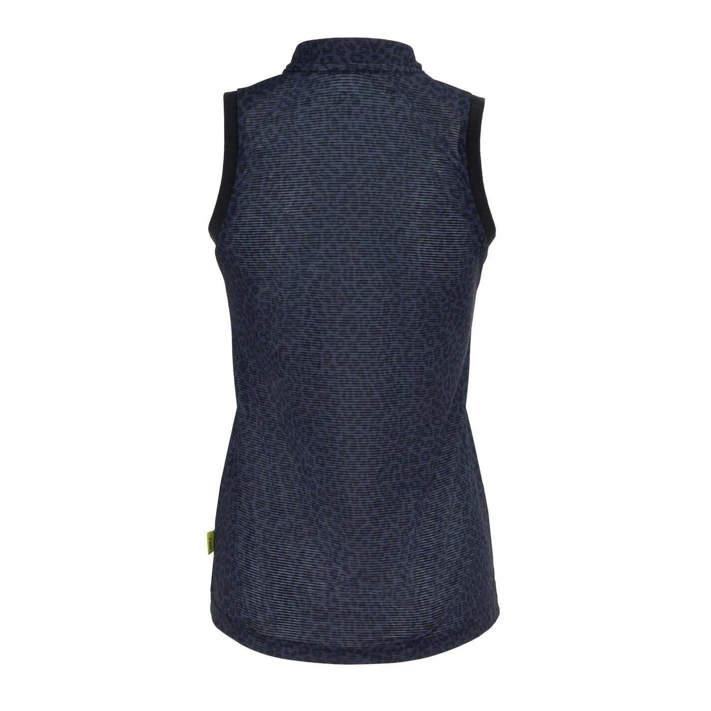 Polo Sans Manches Motif/style Léopard Femme (Noir) 2/5
