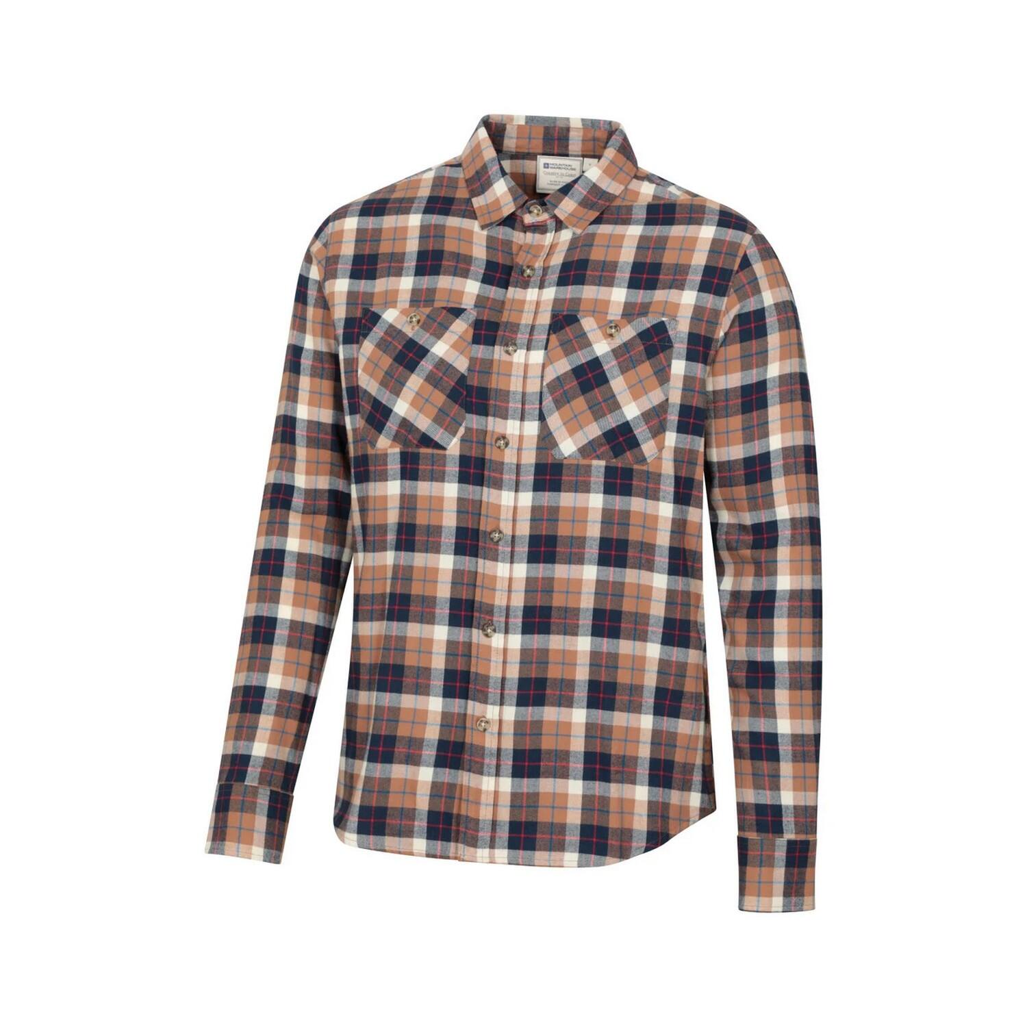 Mens Maine Flannel LongSleeved Shirt (Tan) 3/3