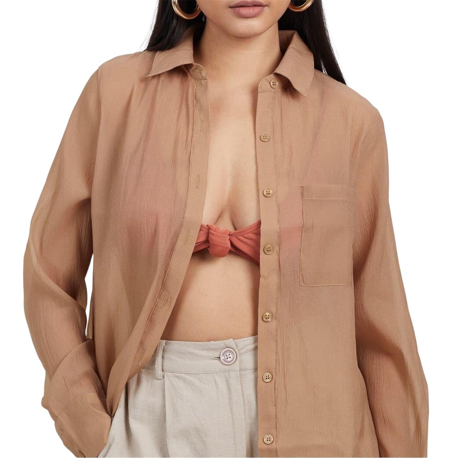Camicia Collare Manica Lunga Donna Brave Soul Beige 4/5