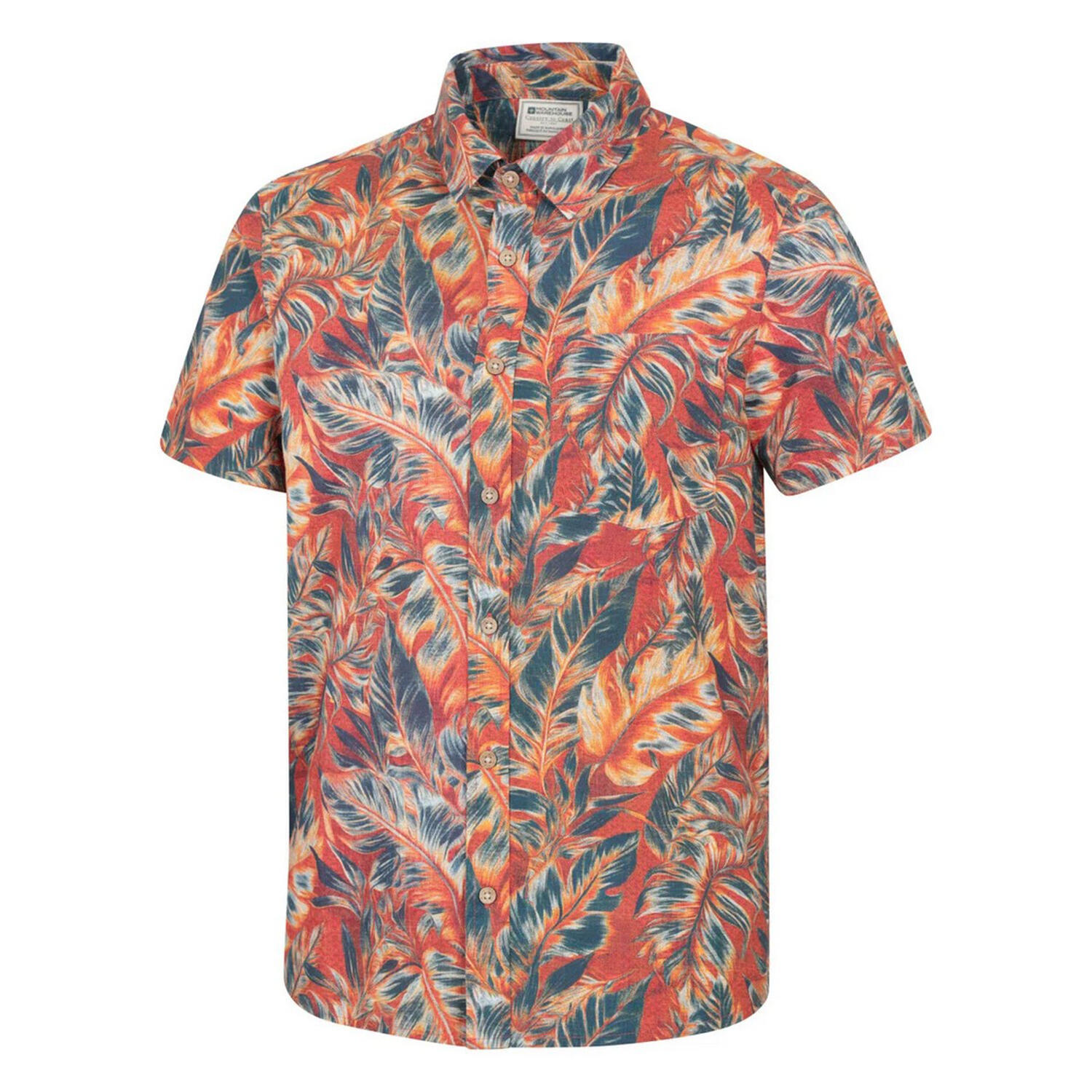 Camicia Foglie Tropicali Maniche Corte Uomo Mountain Warehouse Arancione Acceso 3/3