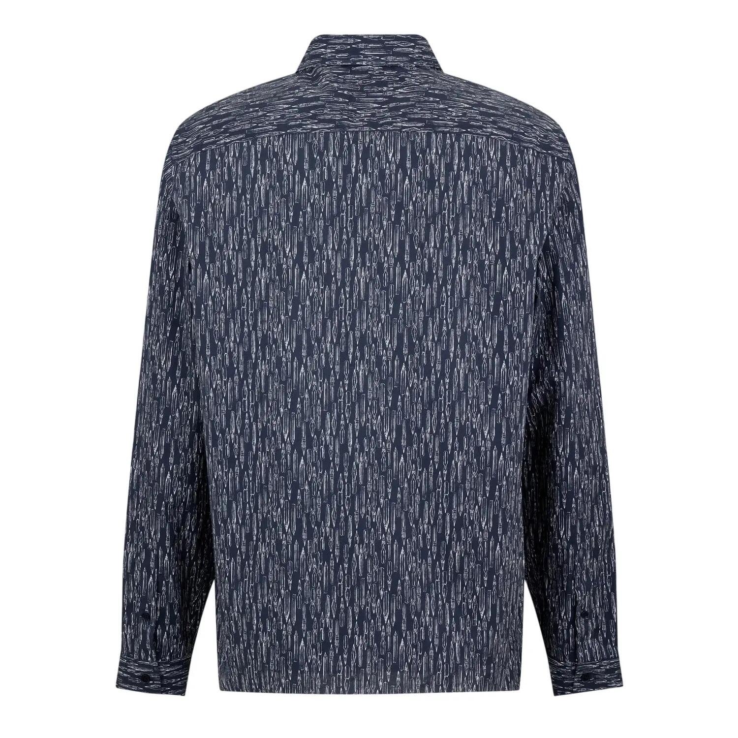 Mens Abstract LongSleeved Shirt (Navy) 2/2
