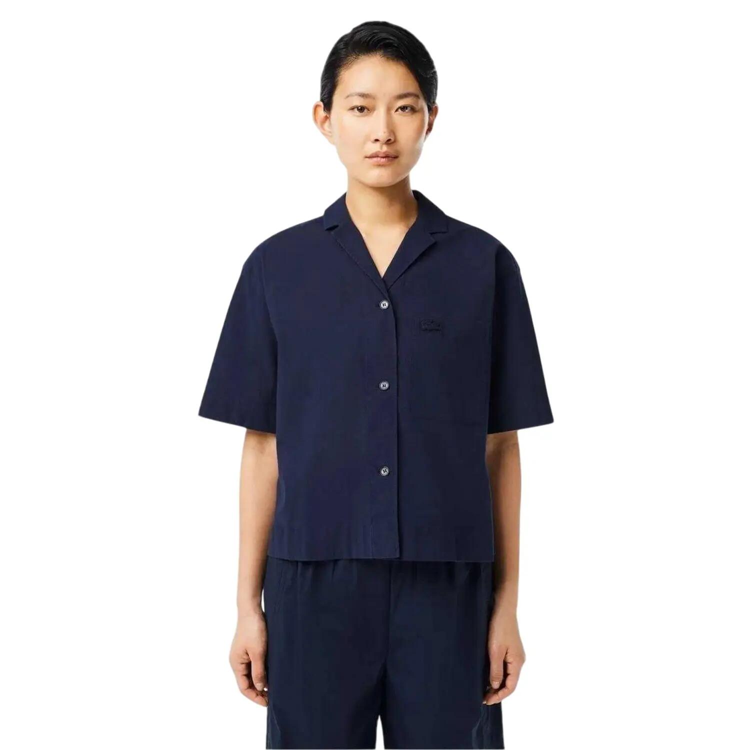 Camicia Vestibilità Rilassata Ricamato Donna Lacoste Blu Navy 2/4