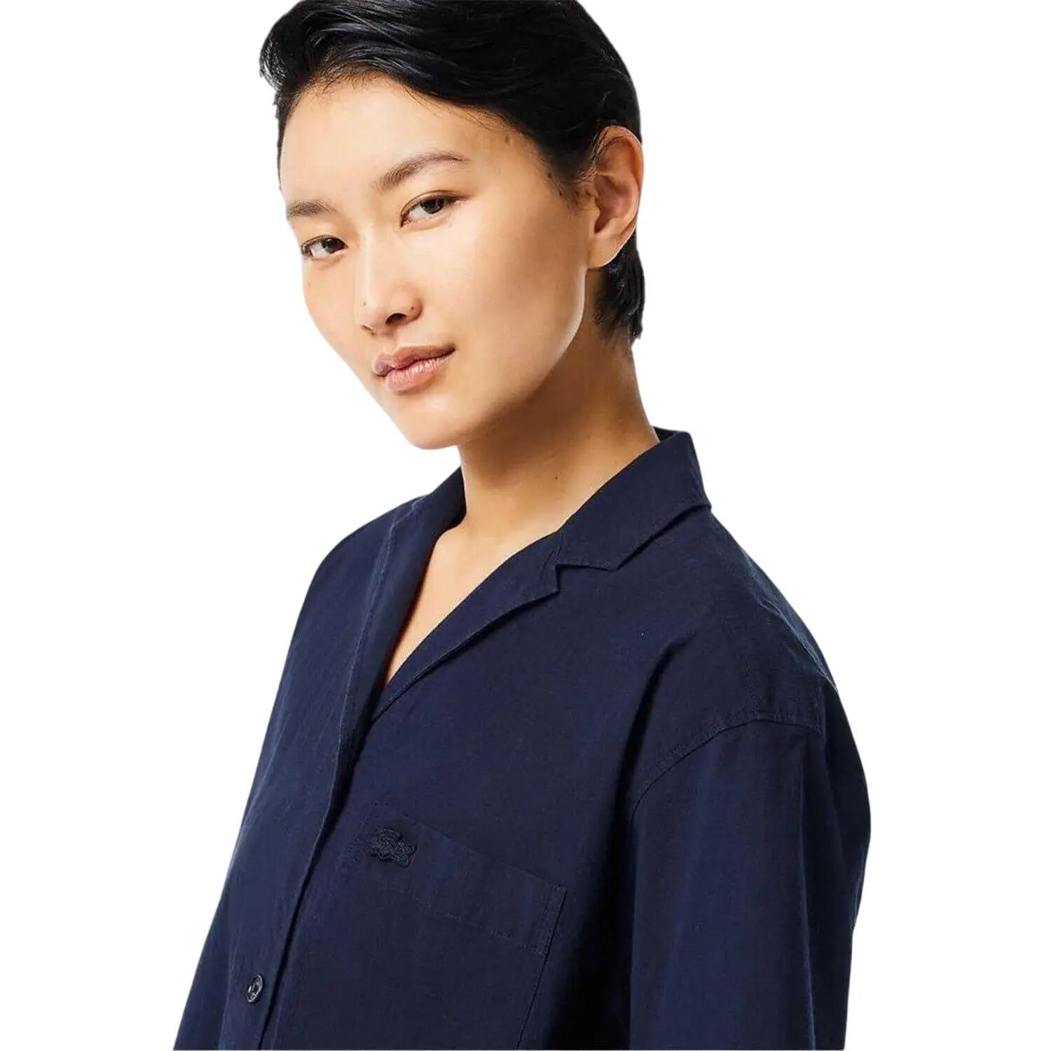 Camicia Vestibilità Rilassata Ricamato Donna Lacoste Blu Navy 4/4