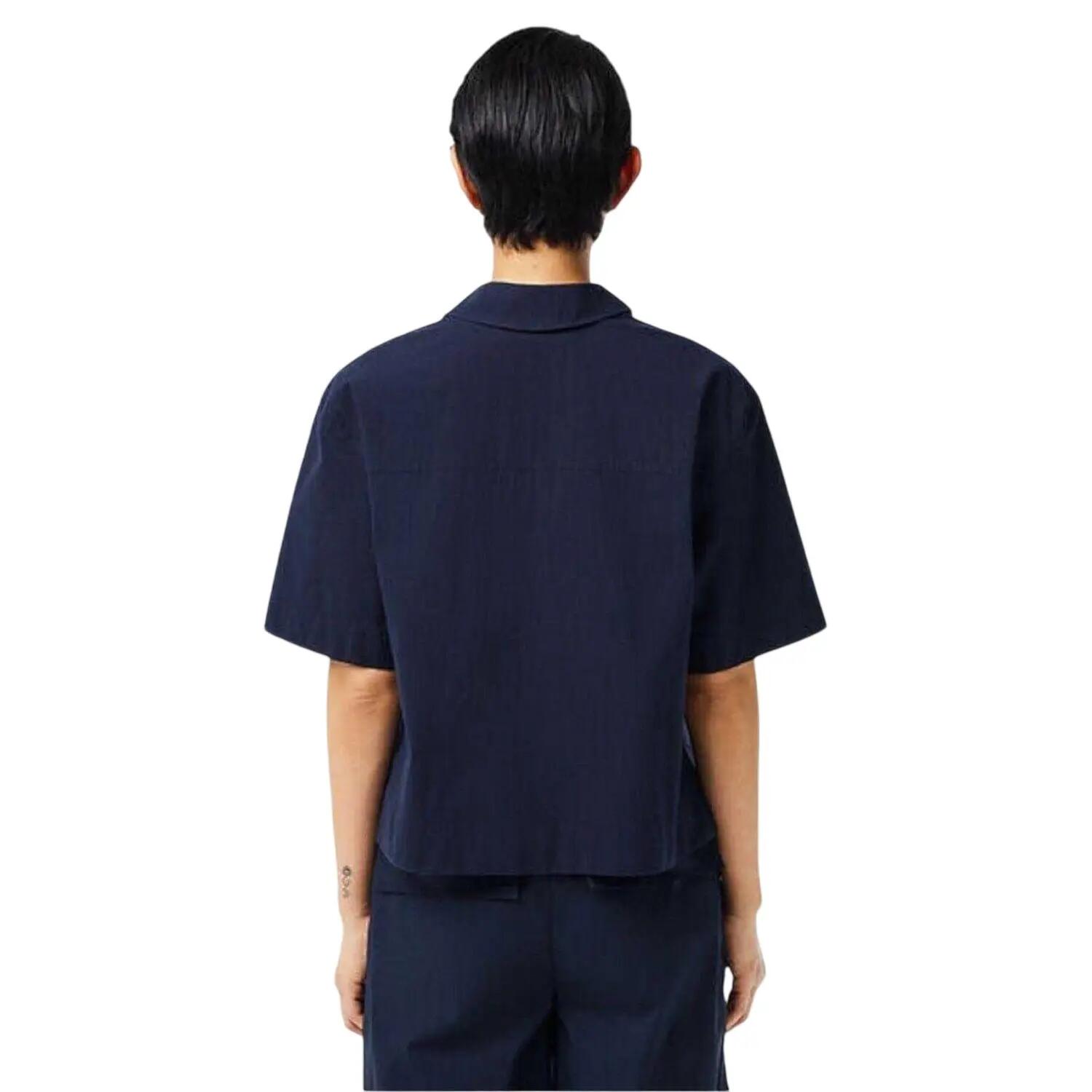 Camicia Vestibilità Rilassata Ricamato Donna Lacoste Blu Navy 3/4