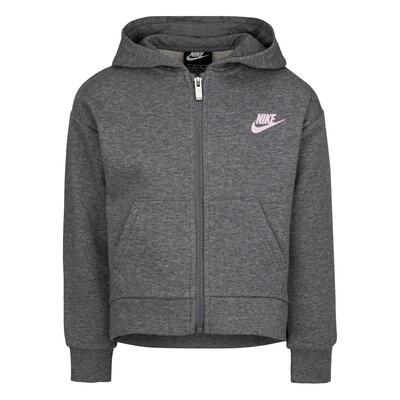 Katoenen hoodie met capuchon en doorlopende rits voor kinderen, met geborduurd
