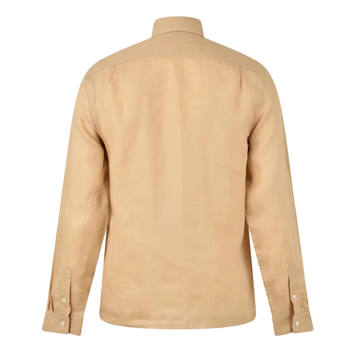 Mens Logo Linen Shirt (Beige) 3/5