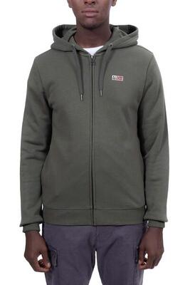 Napapijri - heren buri hoodie met rits en capuchon, militairgroen, maat xl
