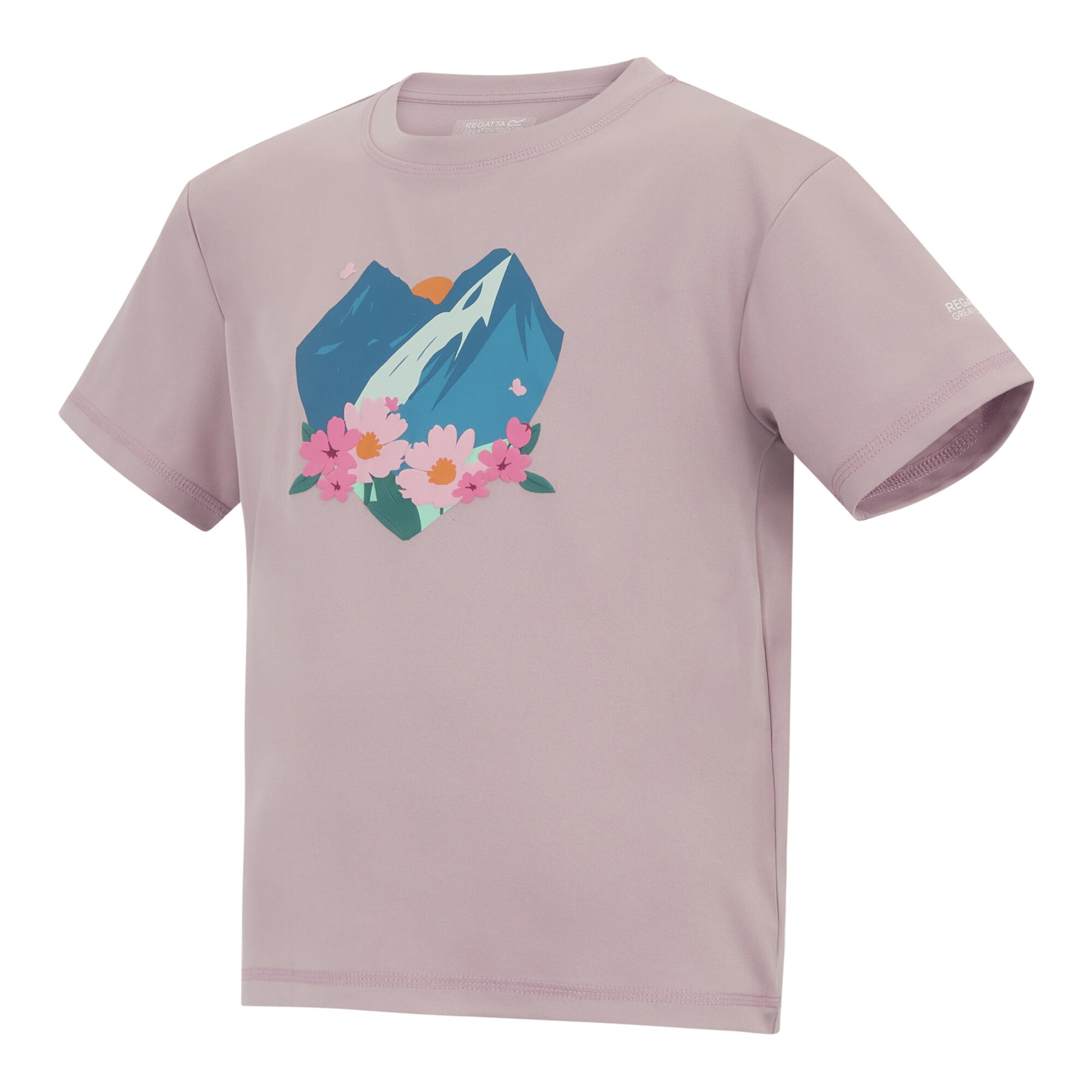 Tshirt Manches Courtes Motif/style Fleur Et Montagne ARIA Enfant (Lilas Clair 3/4