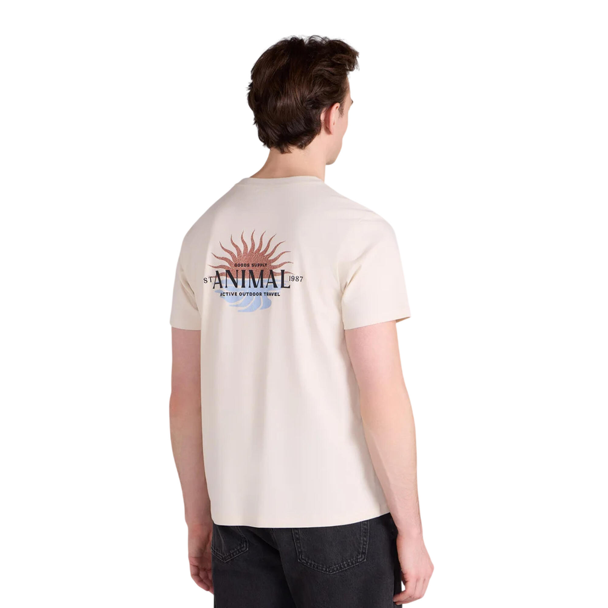 Maglietta Alba Stampa Posteriore Uomo Mountain Warehouse Beige Scuro 3/4