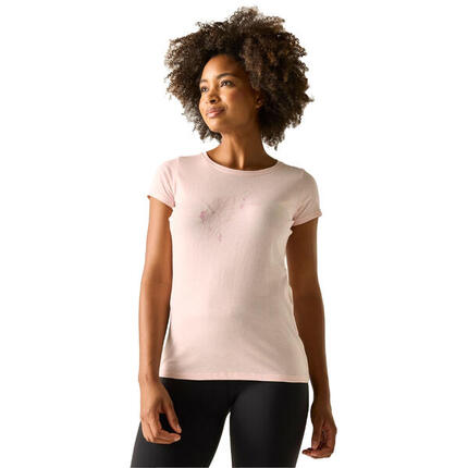 Tshirt En Coton Motif/style Dessin Au Trait BREEZED Femme (Rose Pâle Imprimé)