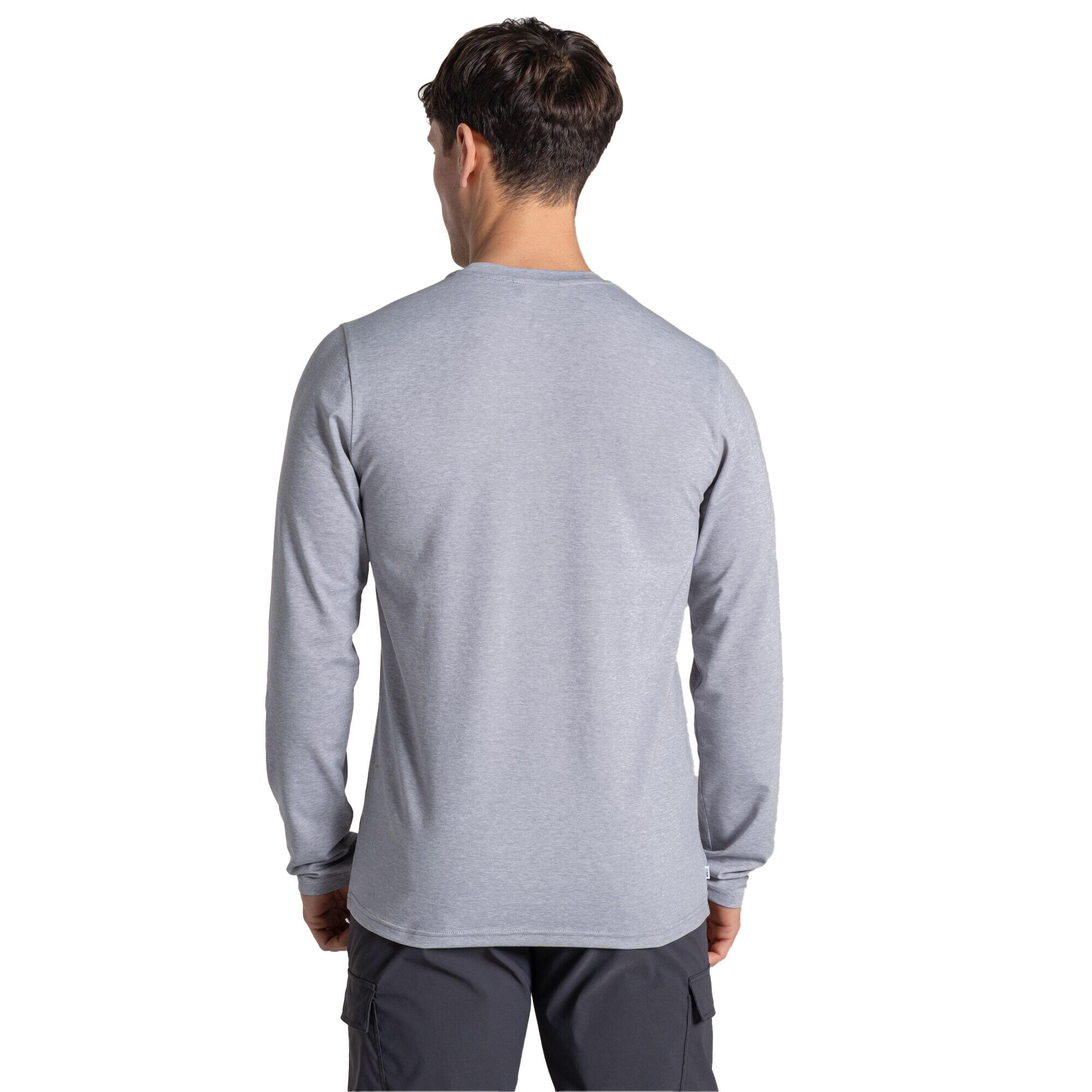 Tshirt Uni Manches Longues ABEL Homme (Gris Clair Chiné) 3/4