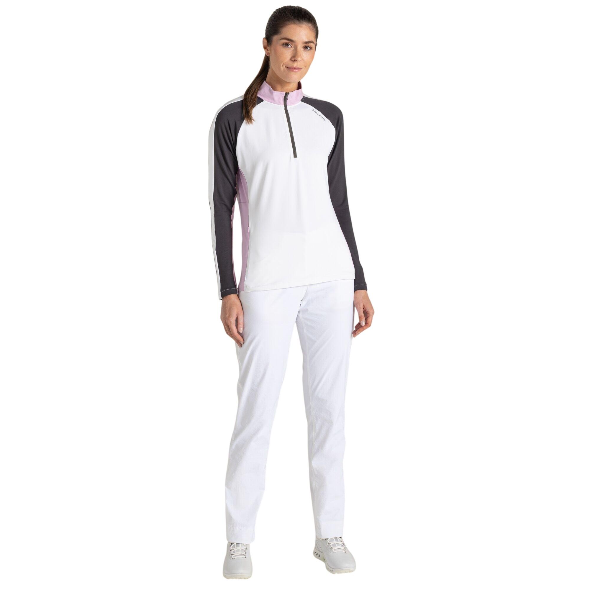 Haut De Golf À Col Montant Zippé Femme (Blanc / Anthracite) 4/5