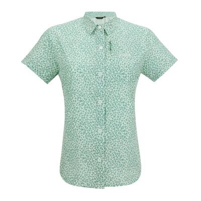 Dames travel licht bloemen overhemd met korte mouwen (nauwelijks wit)