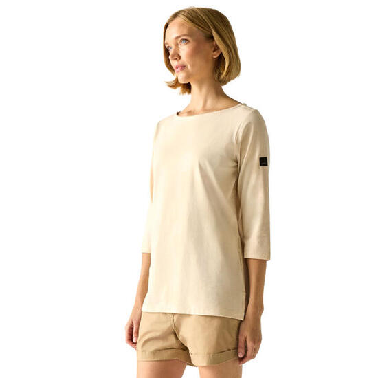Tshirt Uni Manches ¾ Col Bateau PEVIA Femme (Crème Chiné)