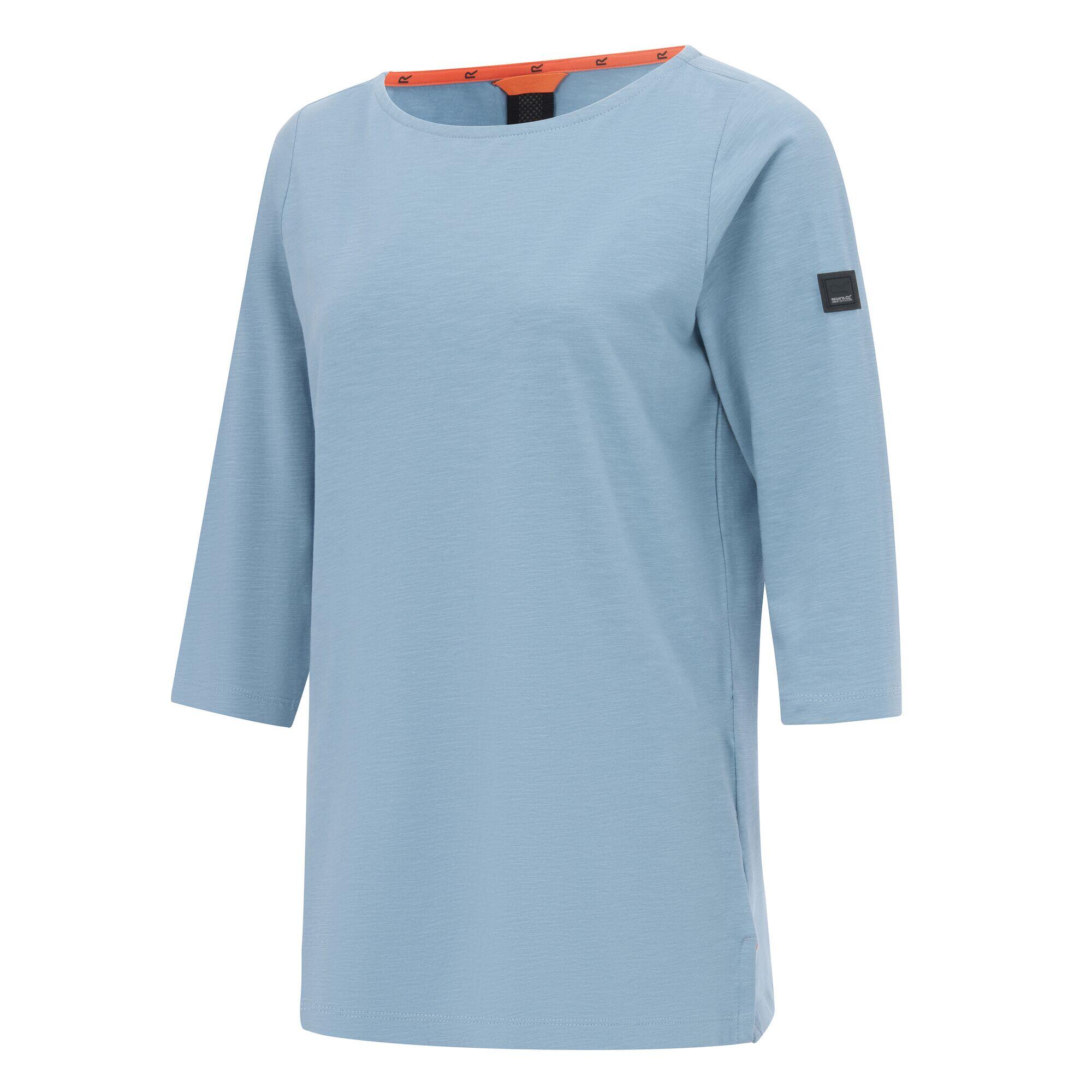 Tshirt Uni Manches ¾ Col Bateau PEVIA Femme (Bleu Délavé Chiné) 4/5